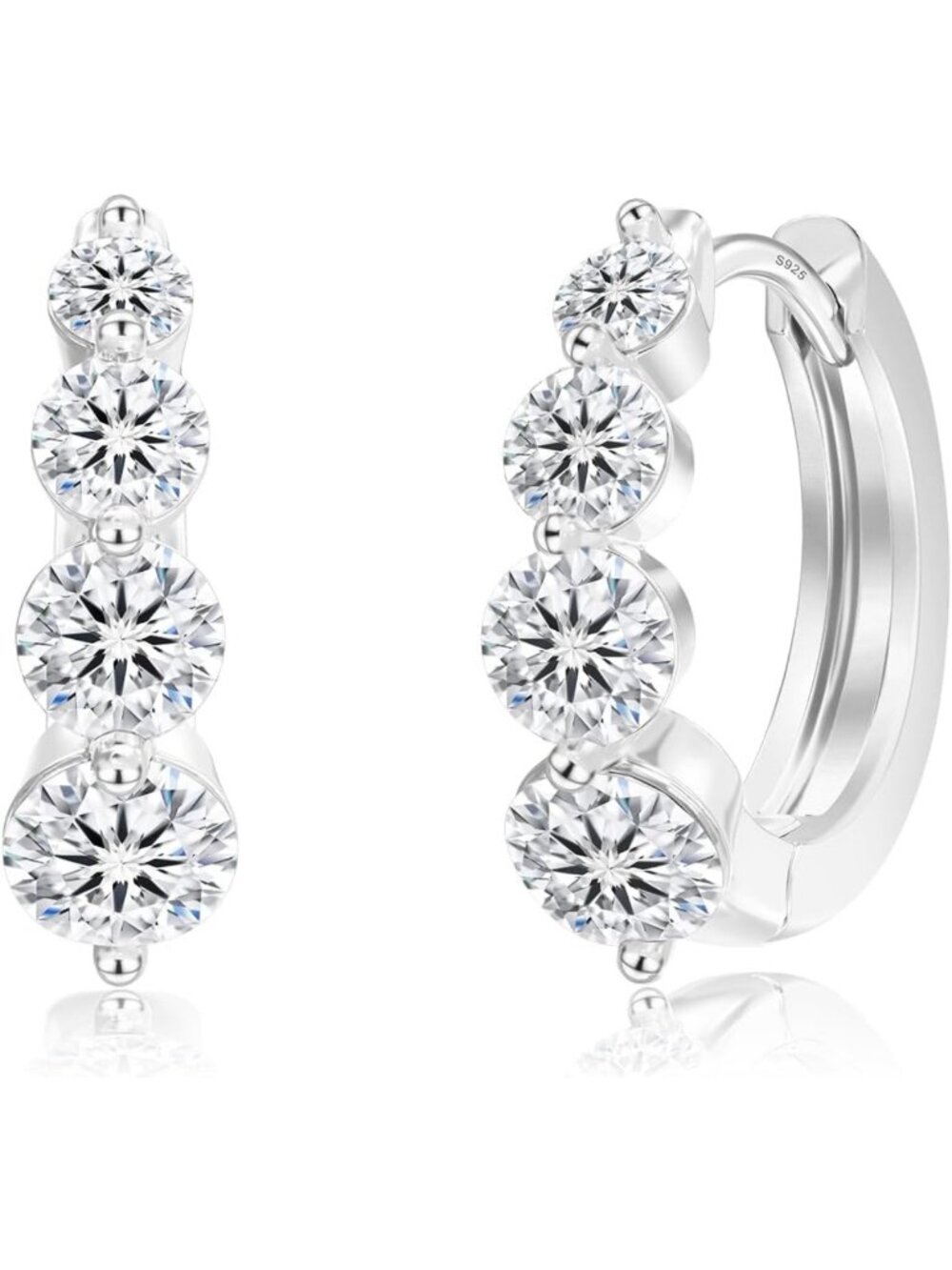 Elegant Moissanite Hoop Earrings, S925 Sterling Silver Huggie Style for Women